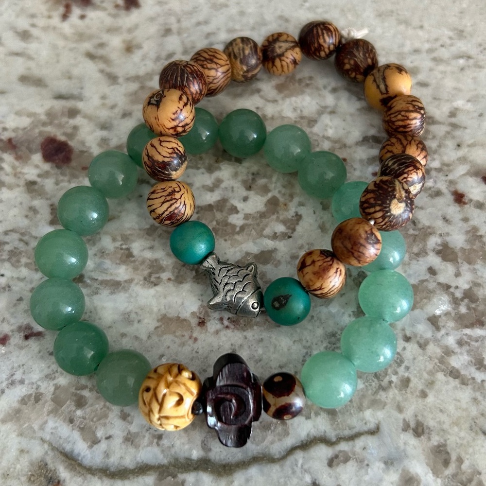 Duo of beaded stretch bracelets